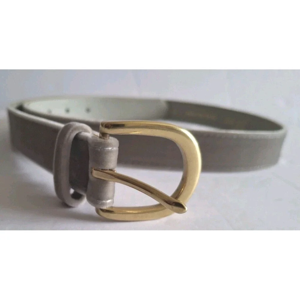 J. Crew Womens Velvet Belt Size Medium Gray Silver Minimalist Classic - Picture 2 of 9